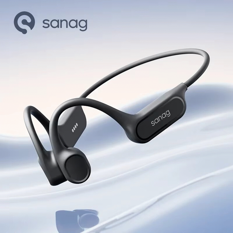 Beige - SANAG B33S Bone Conduction Earphone bluetooth V6.0 Headset IPX8 Waterproof Built-in 32G Memo