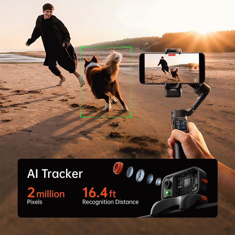 White - Hohem iSteady V3 Ultra Gimbal Stabilizer for iPhone with AI Auto Tracking Detachable Touchsc