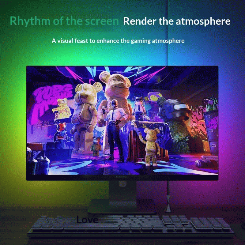 for 34-inch Screen - Elfeland RGB LED Light Bar Screen Sync & Music Sync Computer Monitor Ambient Ba