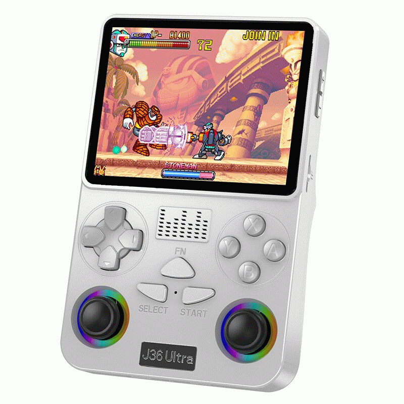 Transparent Black - [128G] J36Ultra Handheld Game Console 3.5-inch Screen with RGB Joystick 8-Core A
