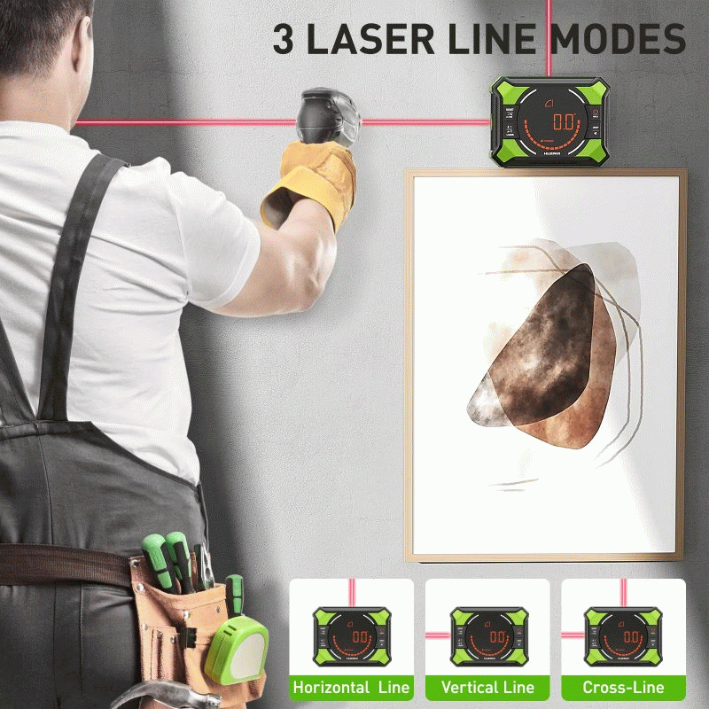 Green - Huepar AG2L Digital Angle Gauge 3-in-1 Laser Level High Precision 0.1 Magnetic Base Backlit