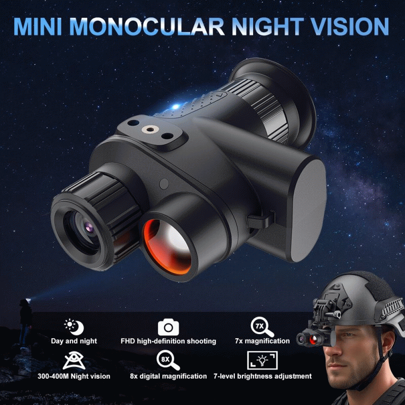 Black - IPRee NV4500 4K Mini Night Vision Device, 8X Digital Zoom Range 400M Infrared Night Vision M
