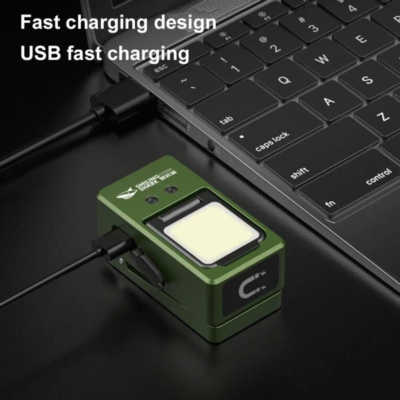Black - Smiling Shark TIP-166 USB Rechargeable COB LED Headlamp Hands-Free Magnetic Clip-On Light Mo