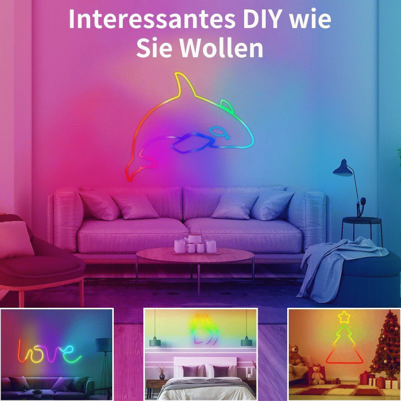 5M - Elfeland 1~5m RGB LED Neon Light Strip USB 5V Music Sync IP65 Waterproof DIY Decorative Lightin