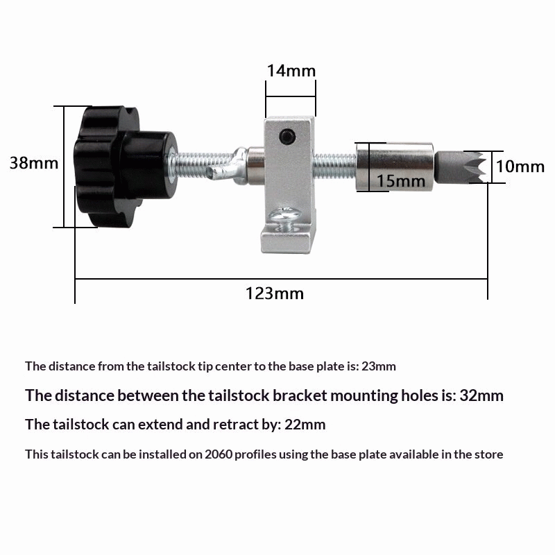 #A - Double Bearing Extendable Tailstock Assembly Bracket Tailstock Telescopic Rotary Centerless Liv