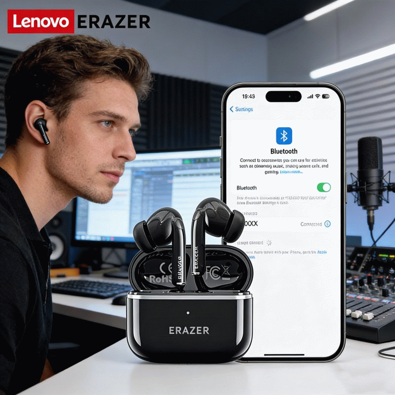Black - LENOVO ERAZER XT89PRO TWS Earbuds Wireless bluetooth V6.0 Earphone HiFi Stereo Sound Deep Ba