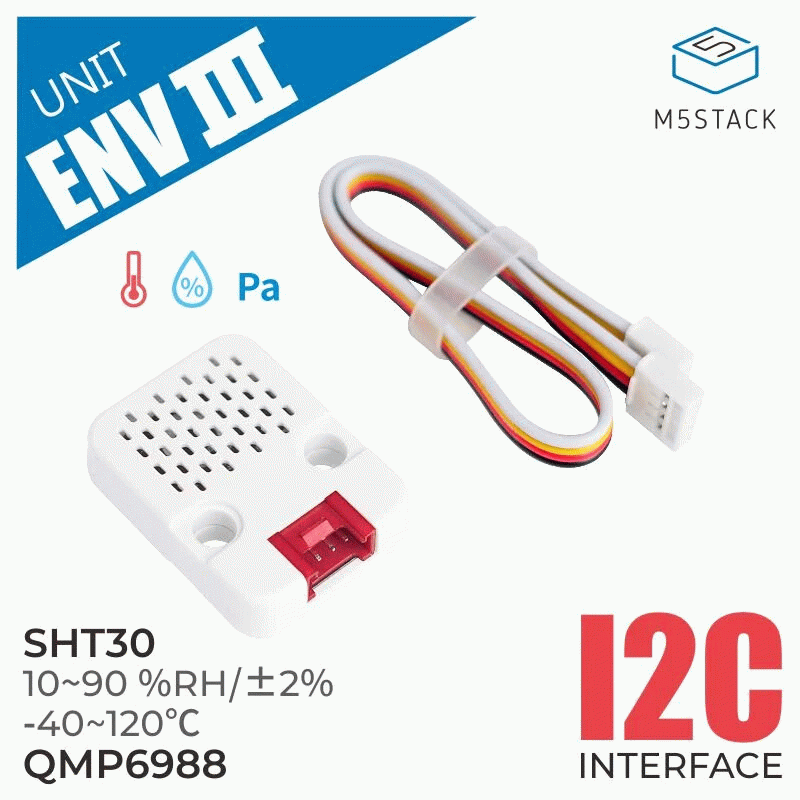 White - M5Stack ENV-III Temperature Humidity Air Pressure Sensor High Accuracy Environmental Monitor