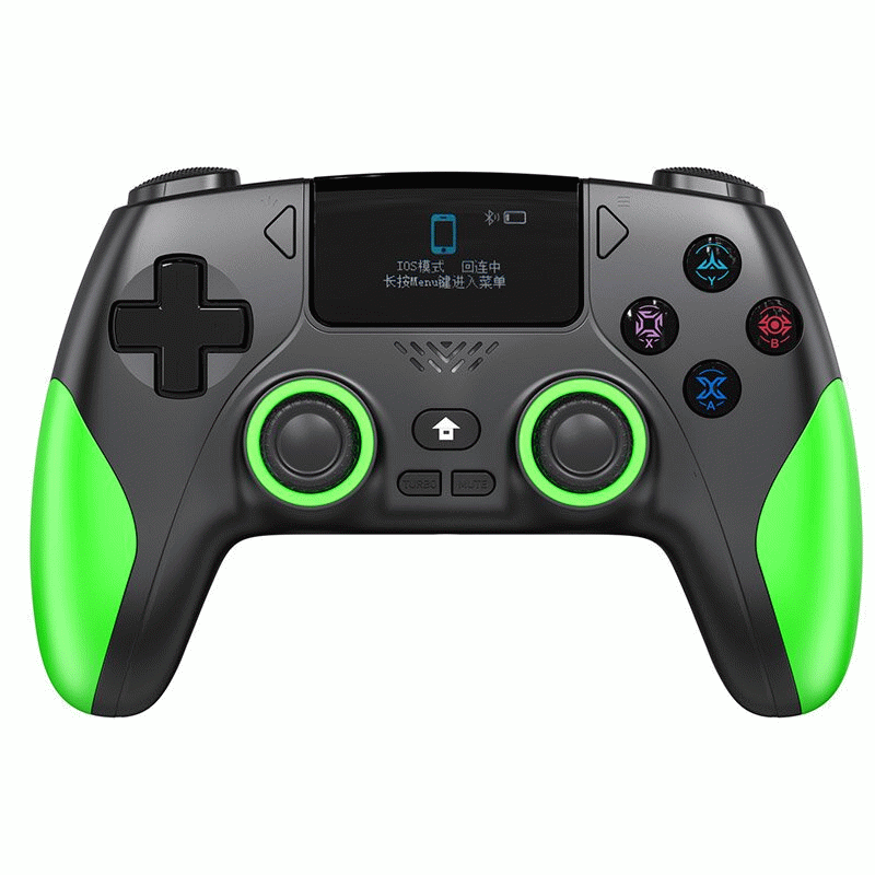 Black+Blue - P4 Wireless Gaming Controller 1.47-inch OLED Screen bluetooth Gamepad with Hall Effect