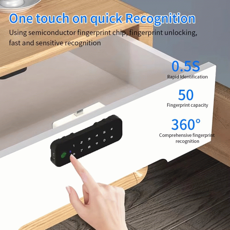 Horizontal Type - ES825 Tuya bluetooth Smart Wood Cabinet Fingerprint Lock App Remote Control Monito