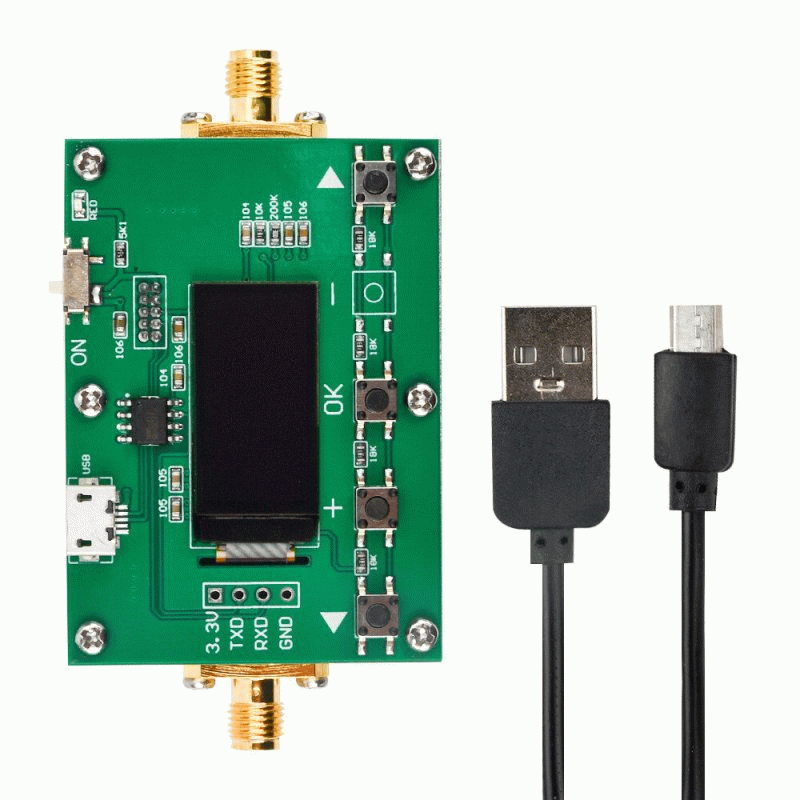 Green - Adjustable RF Attenuator Module LF to 6GHz, 0 to 31.75dB OLED Display SMA Connector CNC Alum