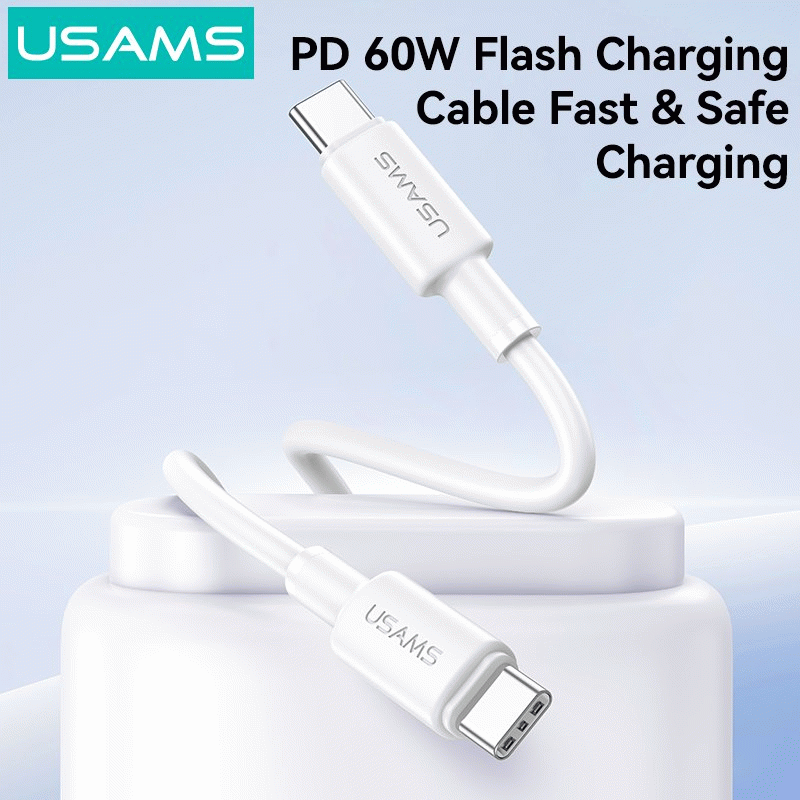 60W Type-C to Type-C - USAMS U90 PD60W USB-C to USB-C Cable PD QC FCP Fast Charging Data Transmissio
