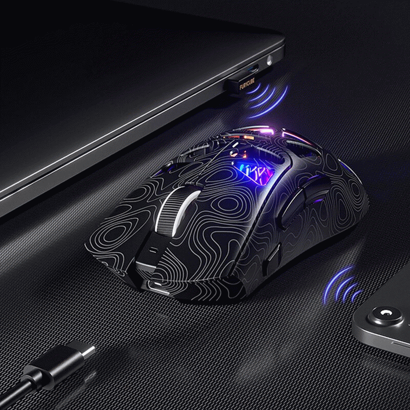 Black - FURYCUBE G11 Hollow Design Wireless Gaming Mouse with RGB Light Three-mode PAW3311 Sensor 22