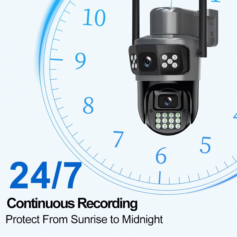 Black - AOV 4G LTE Solar Security Camera 10MP Dual Lens 5K PTZ Night Vision 2-Way Audio Motion Alert
