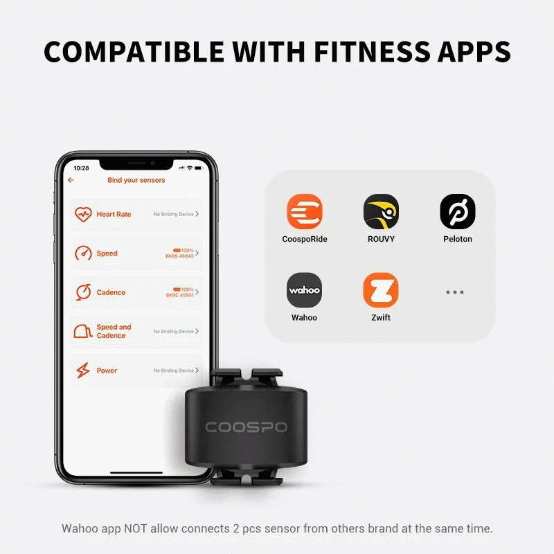 BK9C - COOSPO BK9 Bike Speed Cadence Sensor Bluetooth 5.0 ANT+ Bicycle Tracking IP67 Waterproof for