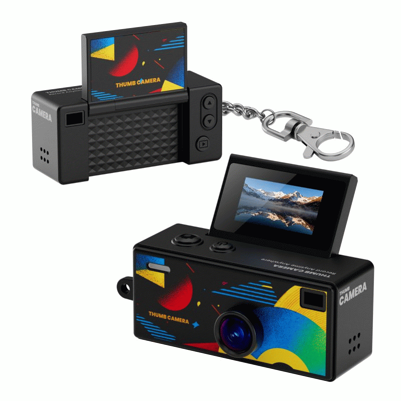 Yellow - G62 1080P HD Mini Thumb Camera with 0.96-inch Screen Flip Screen Keychain Camera Portable P