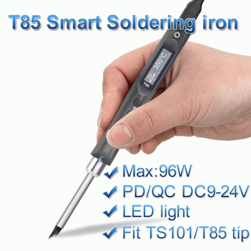 Black - T85 Soldering Iron Kit Smart Portable 96W Heat Pencil 80-480C Fast Heating OLED Display Type