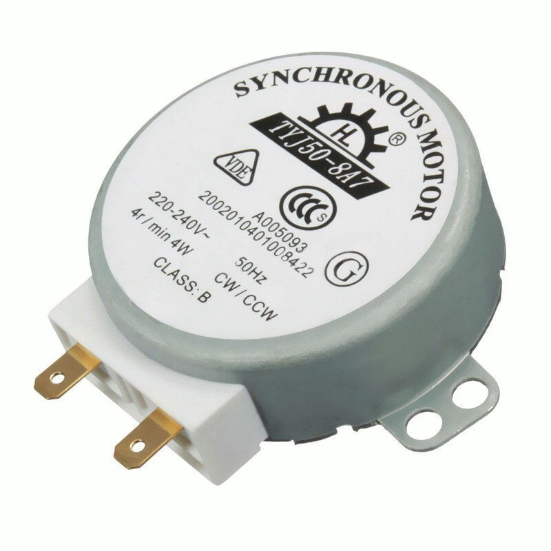 White - Microwave Oven Synchronous Turntable Motor AC220-240V 7MM Shaft Diameter Universal Replaceme