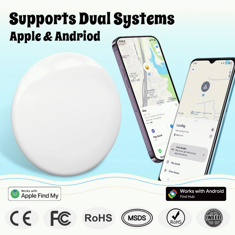 Black - RSH Xtag11 Anti-lost Tracker 75 dB Long Ring Dual System IPX5 Waterproof Bluetooth GPS Mini