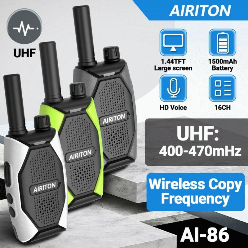 Green - AIRITON AI86 Mini Walkie Talkie UHF 400-470MHz 16 Channels Wireless Copy Frequency Type-C Fa