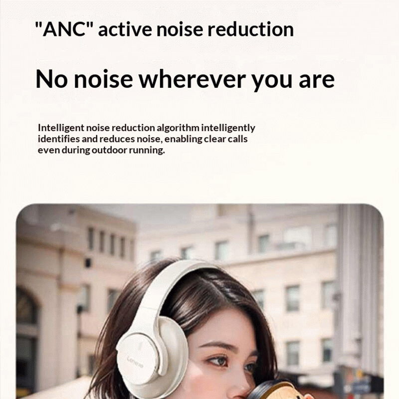 ANC - Lenovo EH150 ANC Headset Wireless bluetooth Headphone 40mm Driver Low Delay Foldable Design Ov