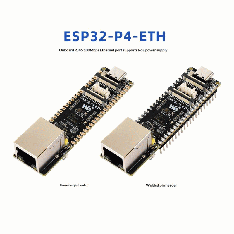 ESP32-P4-POE-ETH-NH - ESP32-P4-ETH Development Board Kit RJ45 Ethernet Port 32MB NOR Flash DSI USB 2