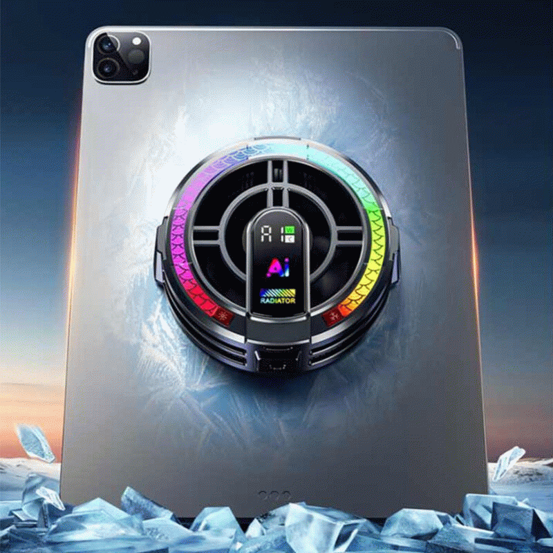 Black - H6pro Magnetic Semiconductor Tablet Cooler for iPad Cooling Fan with Ai Smart Temperature Co