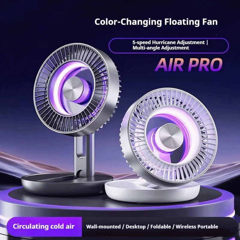 White - Tevorex Foldable Air Circulation Fan USB Rechargeable 9 Blades 5 Speeds Quiet Desk Fan with
