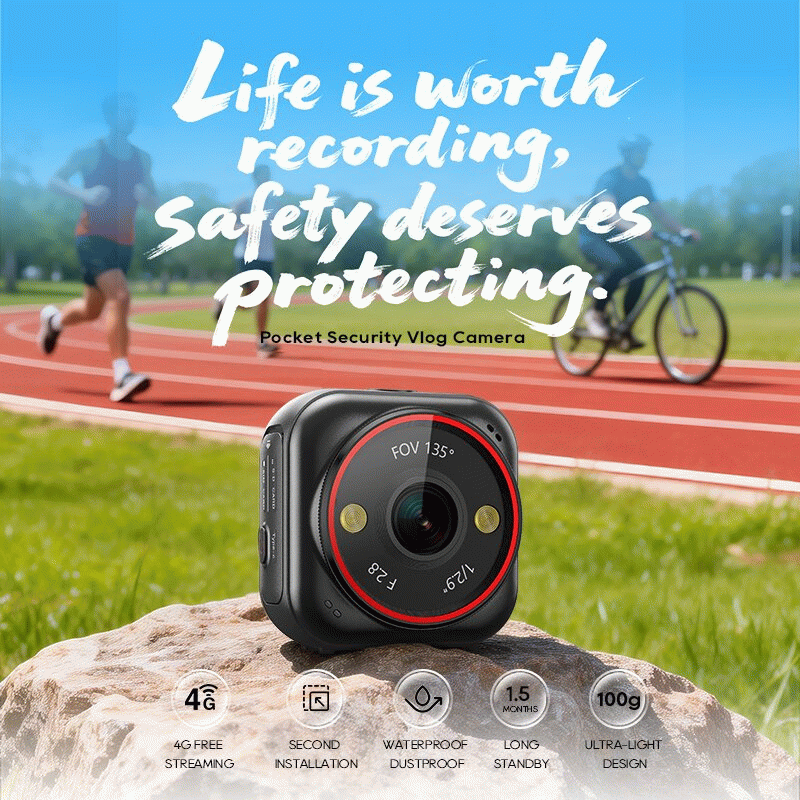 4G - 4G Pocket Security Vlog Camera 2MP HD 2.5K Ultra-Clear 135 Wide Angle AI Motion Night Vision Tw