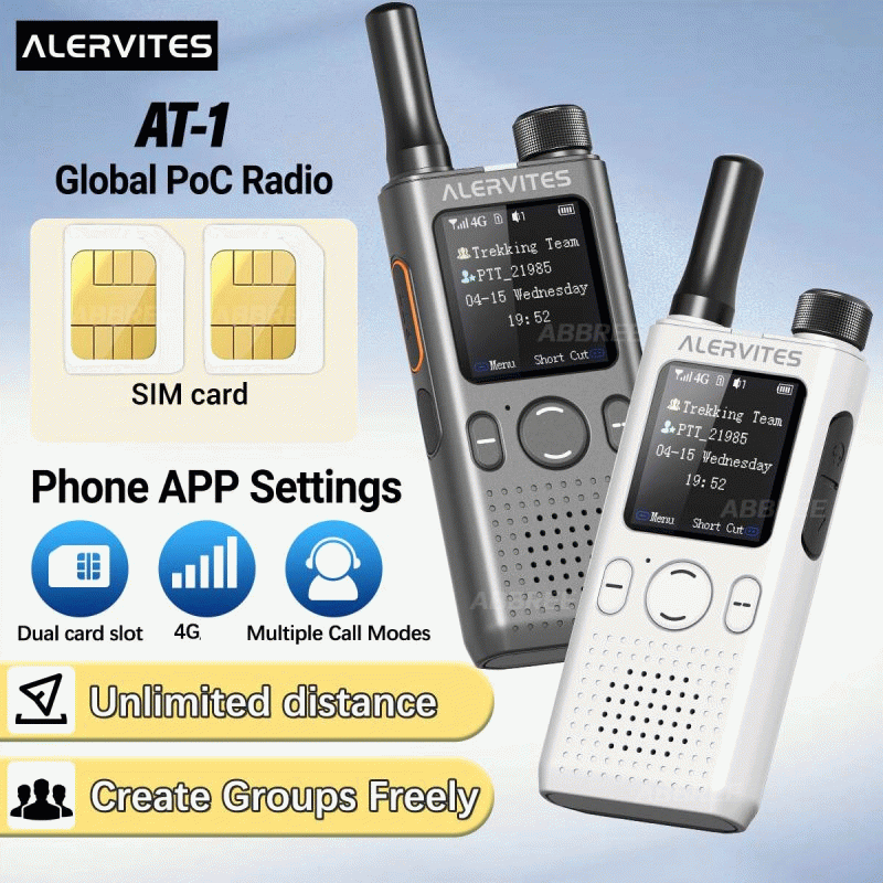 US Version - 2Pcs Baofeng AT1 POC Radio Create Groups Freely Global 4G Network Walkie Talkie Unlimit