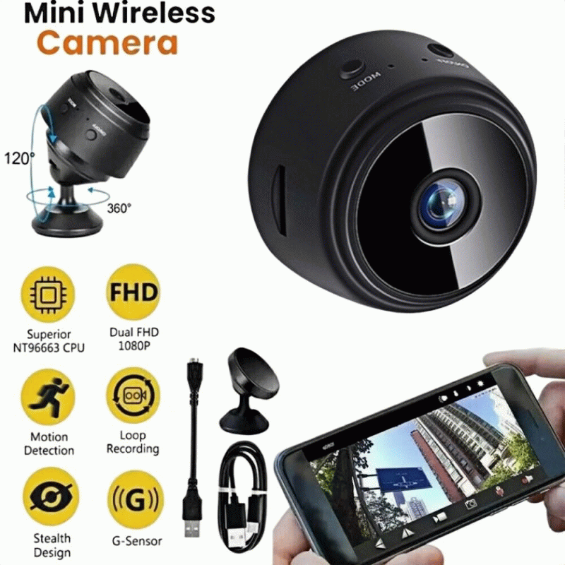 Black Standard Version with Data Cable - A9 Mini WIFI Security Camera 1080P Full HD Wide Angle Motio