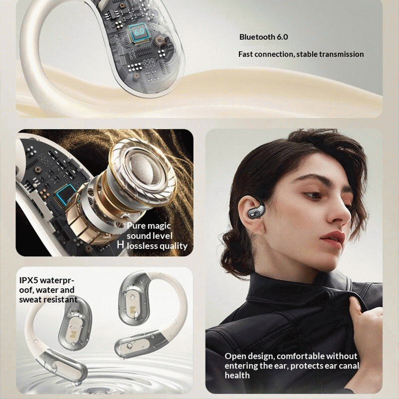 White - Monster AC330 OWS Headset Wireless bluetooth 6.0 Eaarphone 14.2mm Large Moving Coil IPX5 Wat