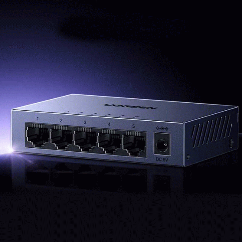 Grey - UGREEN CM933 Gigabit Ethernet Switch 5 Port Hub Ethernet 10/100/1000Mbps Switch RJ45 for Offi