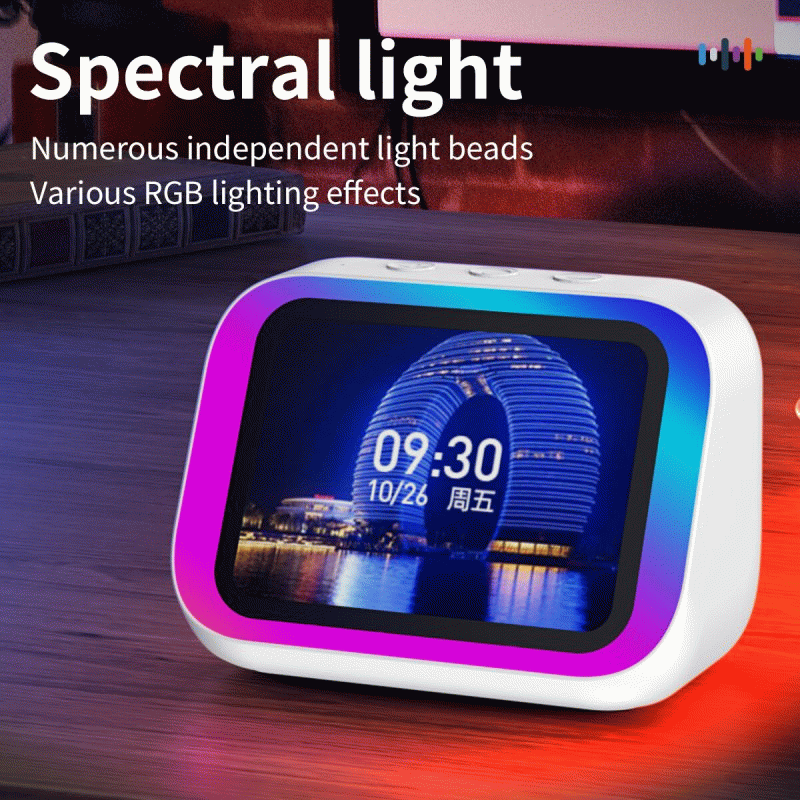 Orange - TF26pro Smart AI Speaker Wireless bluetooth Speakers RGB Lights 4.0-inch Screen LED Display