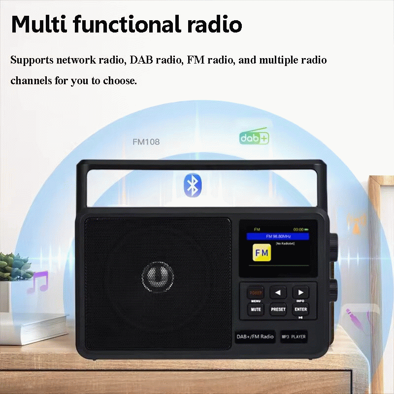 EU Type - HRD CS-806 FM Radio Handheld Portable Radio Multi Function FM Radio WiFi DAB+ Wireless Rad