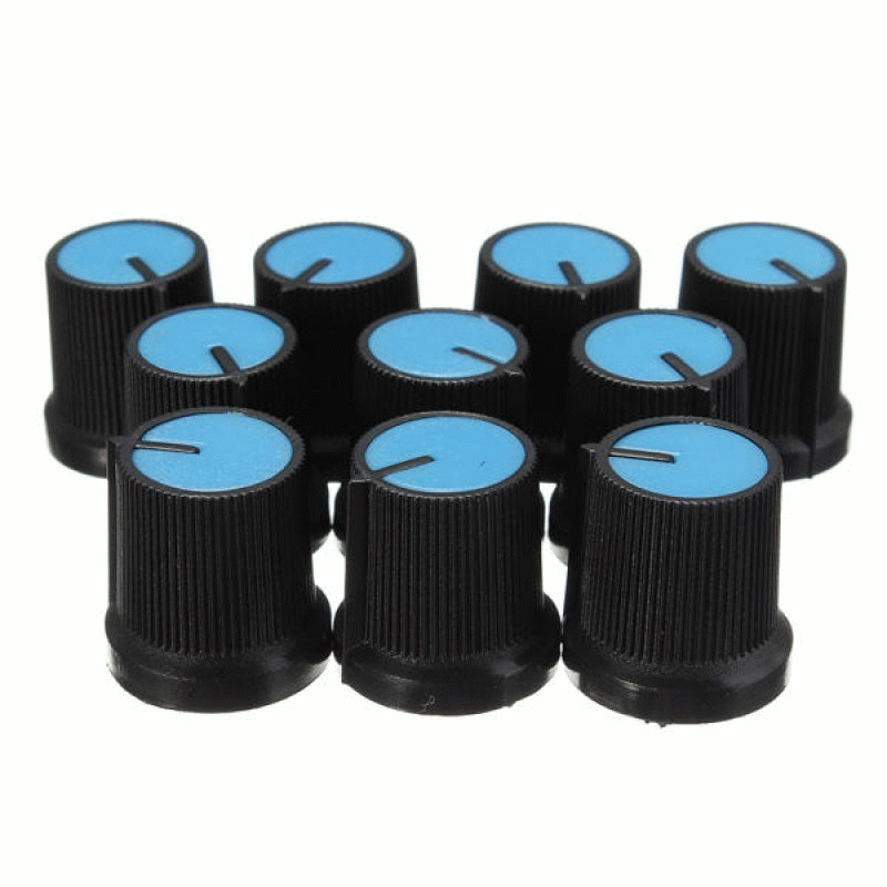 Yellow - 10Pcs Plastic For Rotary Taper Potentiometer Hole 6mm Knob Double Potentiometer Amplifier P