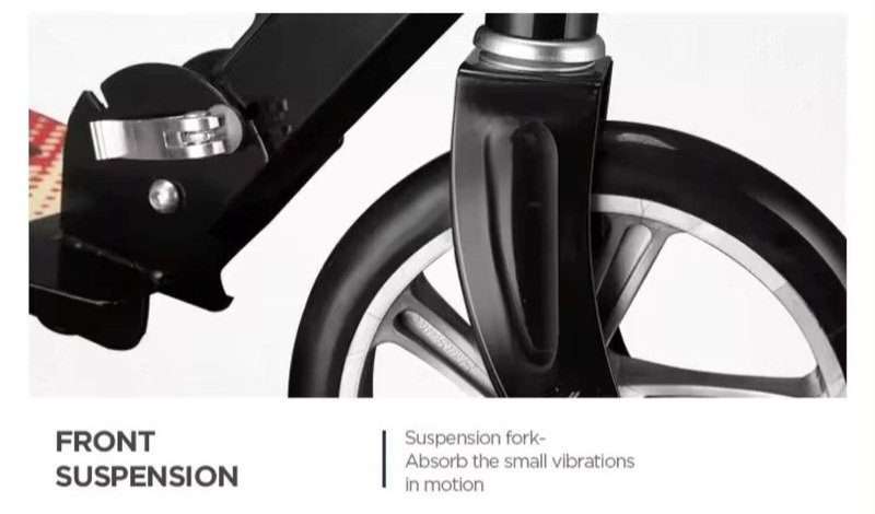 Black Folding 2-Wheeled Commuter Scooter With Adjustable Handlebars