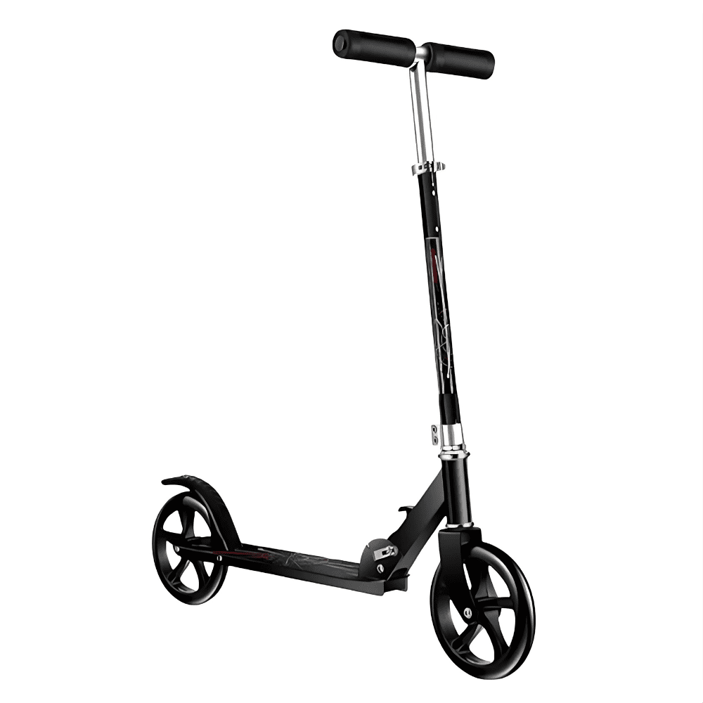 Black Folding 2-Wheeled Commuter Scooter With Adjustable Handlebars