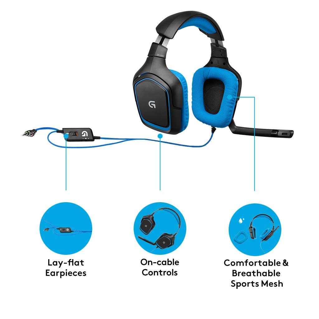 Logitech G432 7.1 Surround Wired Gaming Headset - Black