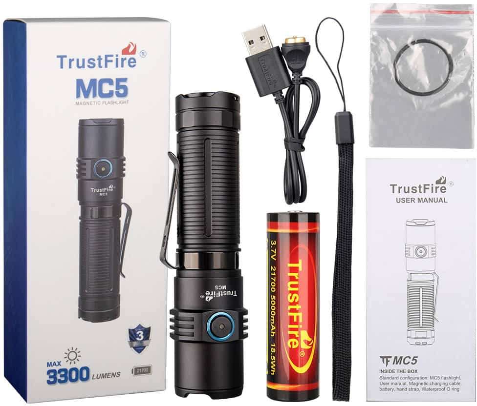 TrustFire MC5, 3300lumen, 362m Throw, Rechargeable