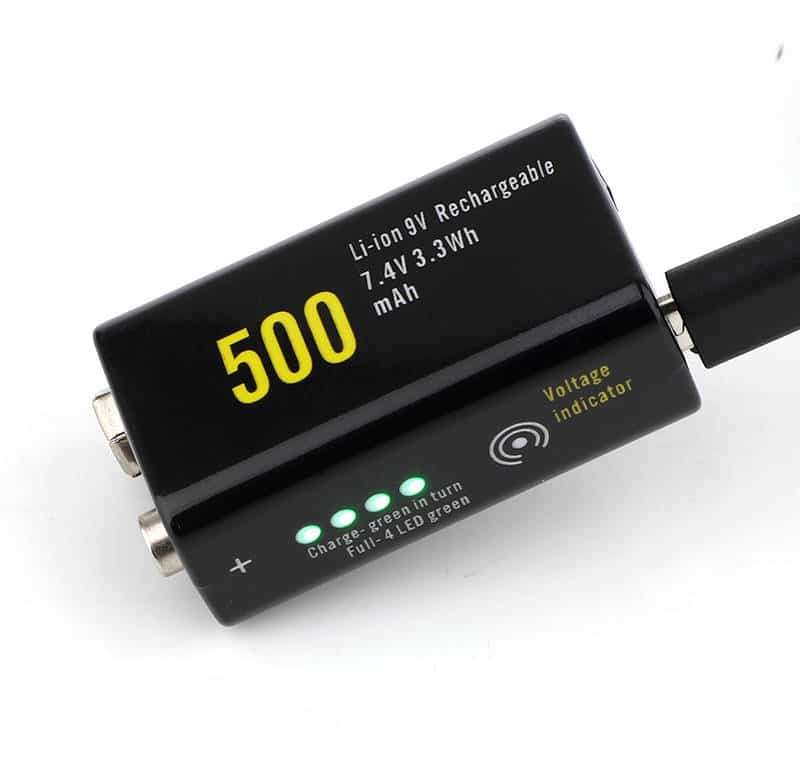 Soshine 9V USB Rechargeable Li-ion Battery 500mAh 7.4V with Power Display