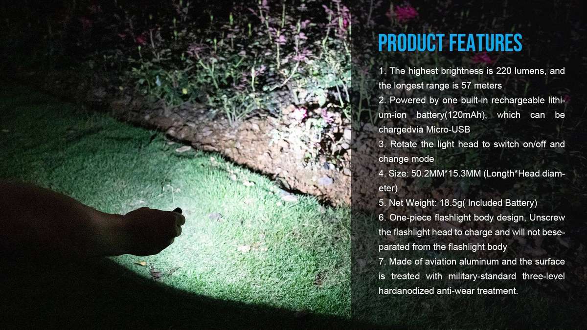 TrustFire Mini2s Keychain Flashlight - 220 Lumens, 57m Throw, Rechargeable EDC Light