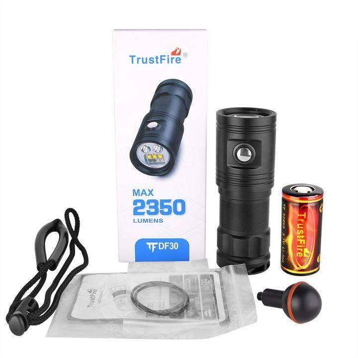 TrustFire DF30 Bundle 2350 Lumens Diving Flashlight with 101m Throw