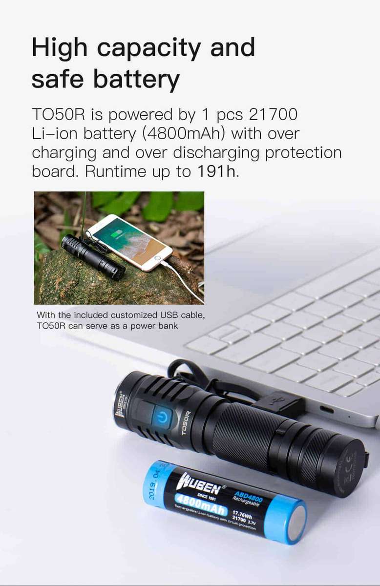 WUBEN TO50R 2800lm 146m High CRI EDC Flashlight
