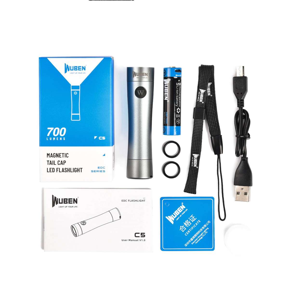 Wuben C5 700 Lumen 126m Rechargeable EDC Flashlight