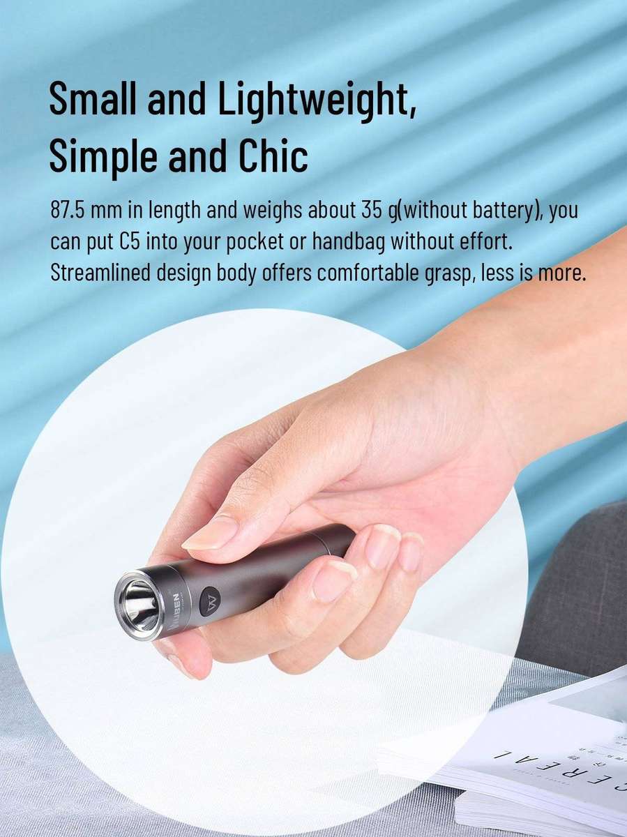 Wuben C5 700 Lumen 126m Rechargeable EDC Flashlight
