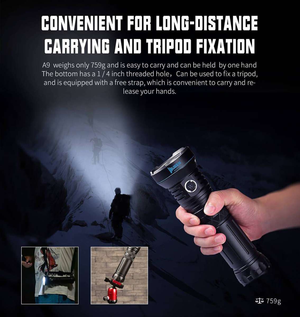 WUBEN A9 12000lm, 420m Rechargeable