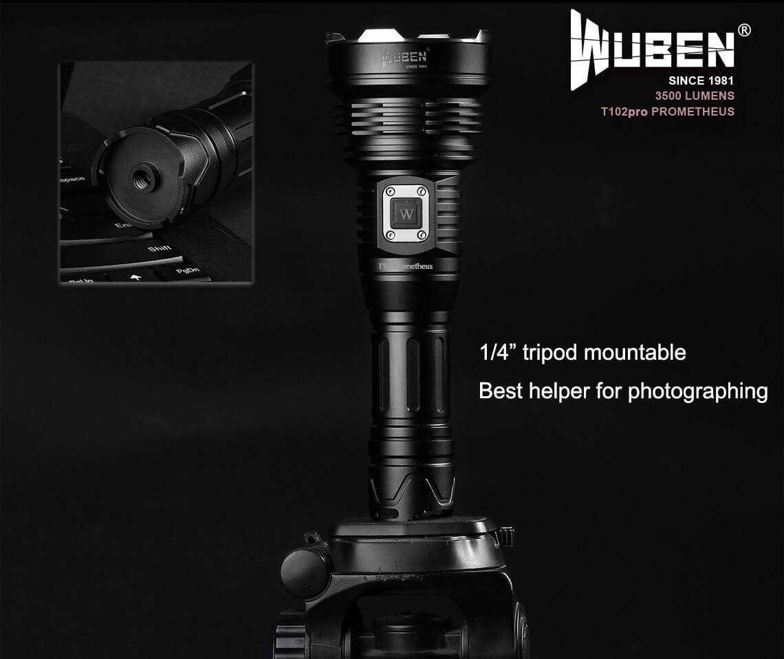 WUBEN T102 Pro 3500 Lumen 500m Throw Rechargeable Tactical Flashlight