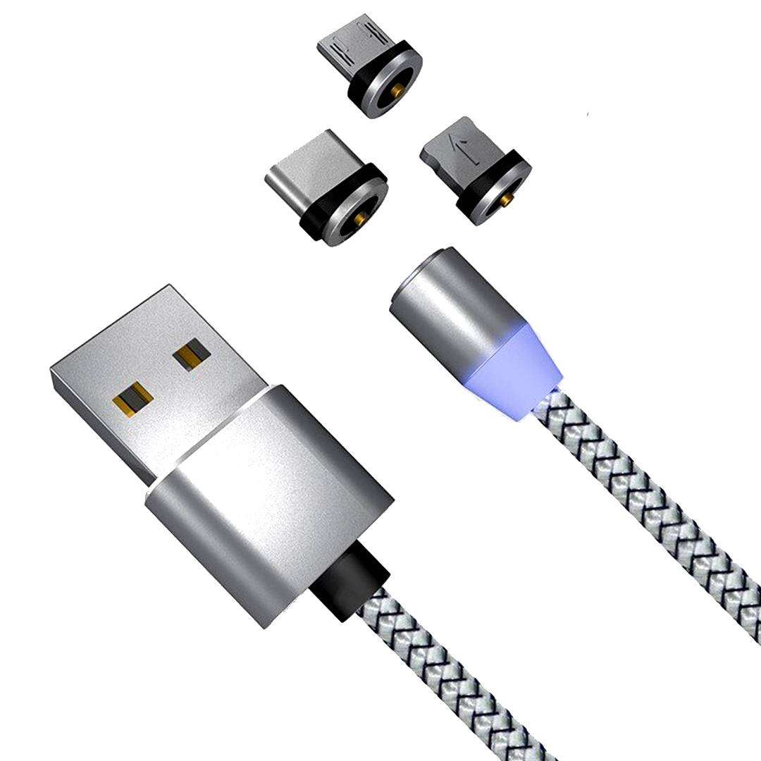 Powertac MCCK Magnetic USB Charging Cable 3 in 1 Nylon Cord