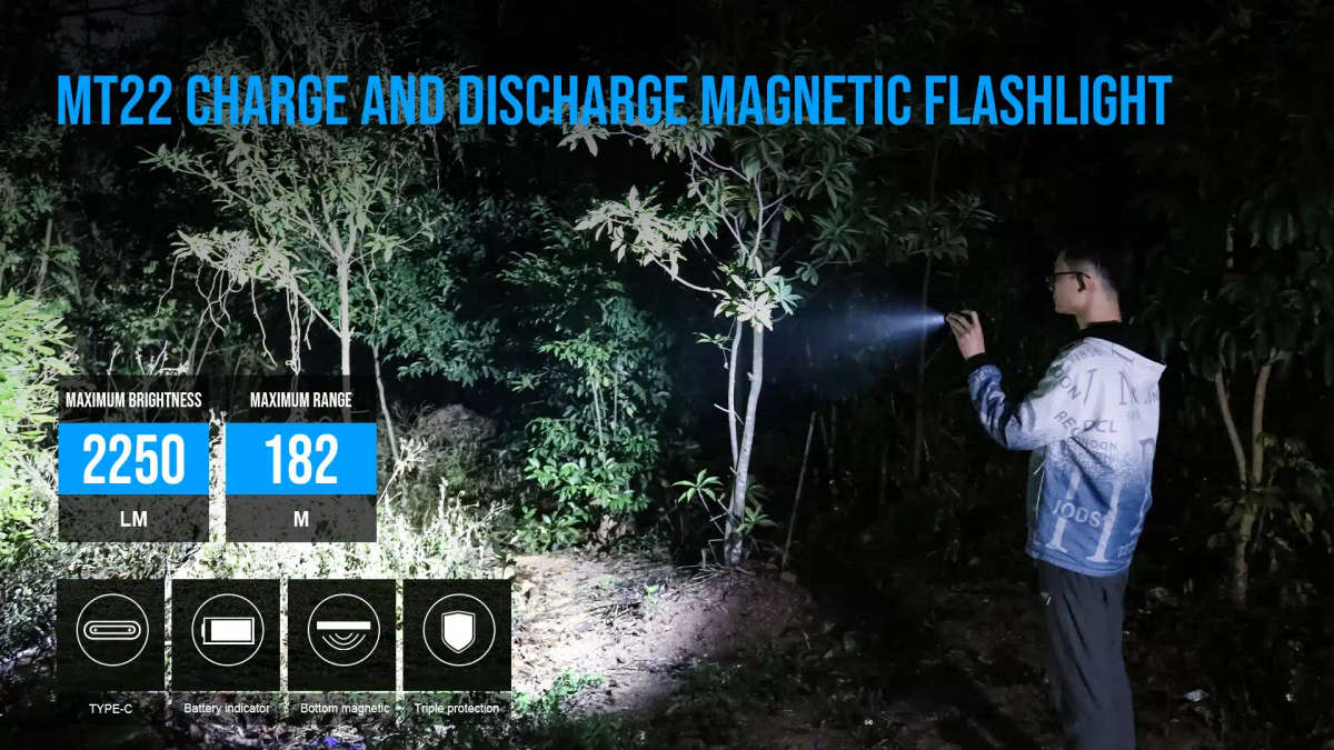 TrustFire MT22 2250 Lumens Tactical Flashlight with 182m Throw