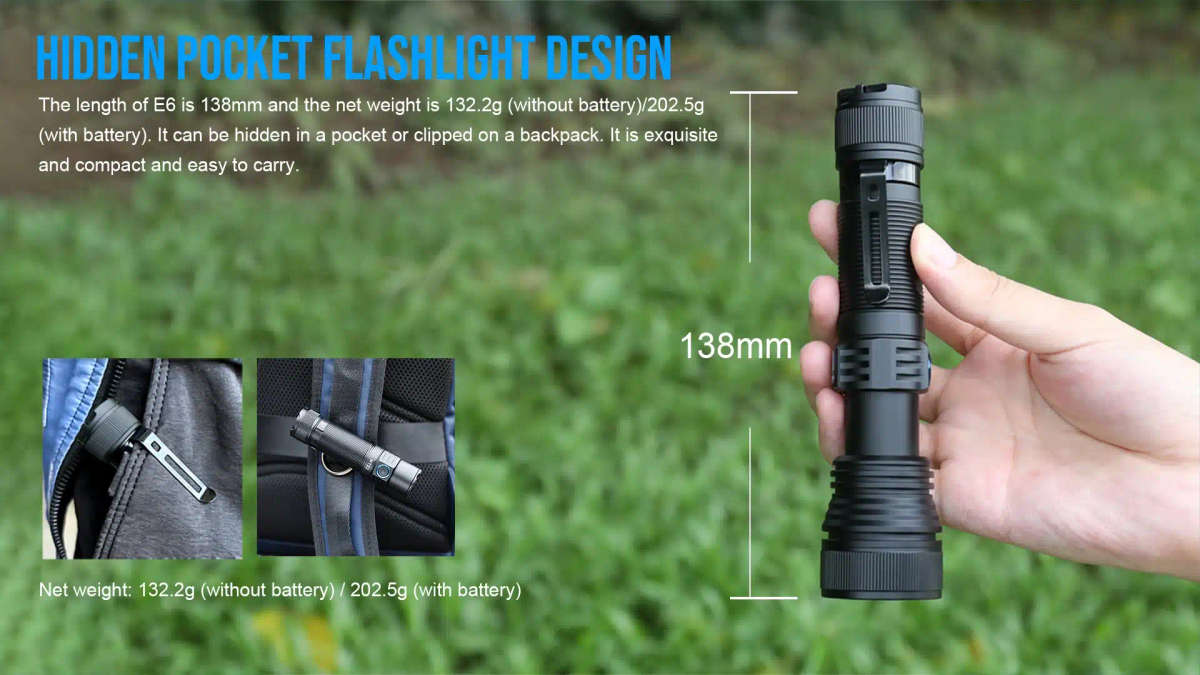 TrustFire E6 1500 Lumens Zoomable Flashlight with 550m Throw